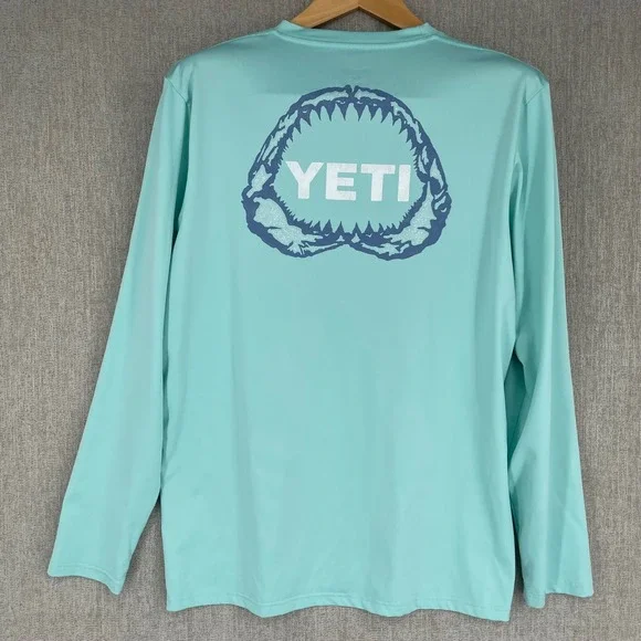 Yeti Shirt Men Large Performance Fishing Long Sleeve Outdoor Surf Shark Athletic - Picture 6 of 9